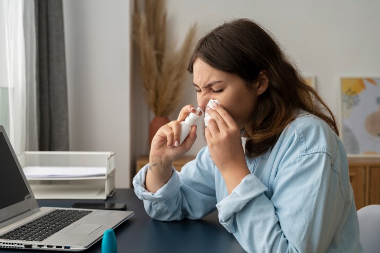 woman-holding-nasal-spray-side-view_23-2149640411